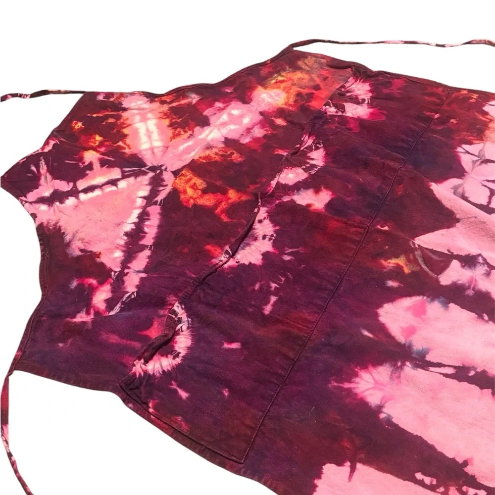 Vibrant Tie-Dye Apron in Pink and Red - Picture 2 of 4